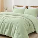 PHF Ultra Soft Waffle Weave Comforter Set Queen Size, 3 Pieces Lightweight Breathable Comfy Bedding Set for All Season, Comfy Textured 1 Comforter with 2 Pillow Shams, Sage Green