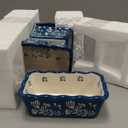 Wisenvoy Mini Loaf Pan Bread Pan Ceramic Loaf Pans for Baking Bread Mini Bread Loaf Pans 4-Pieces Bread Baking Pan (Dark Blue)