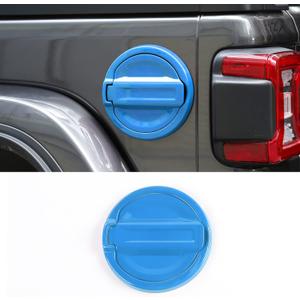 Fuel Filler Door Gas Tank Cap Cover Trim Stickers Decoration Exterior Accessories for Jeep Wrangler JL JLU 2018-2022, Light blue