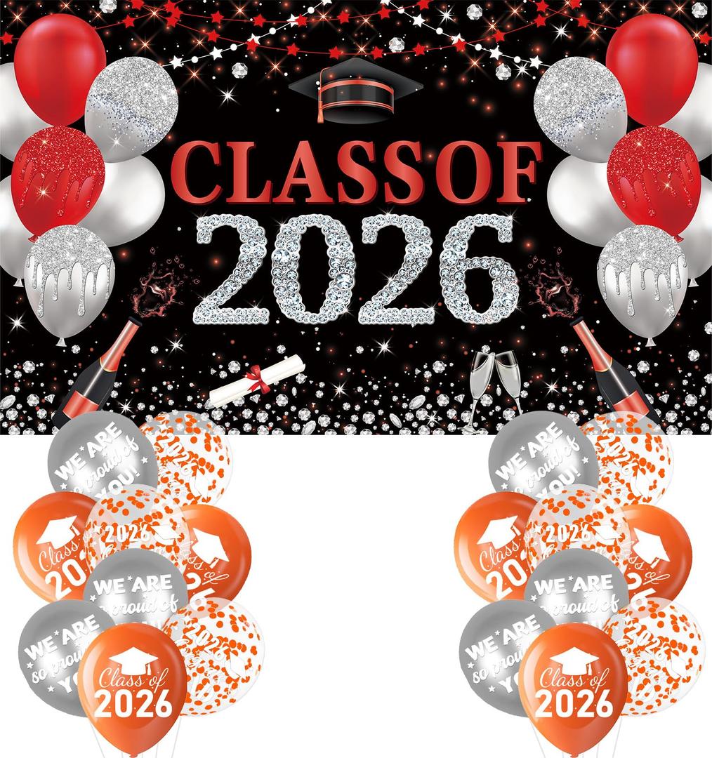 Large Congratulations Class of 2026 Banner, Congrats Grad Banner Backdrop, Class of 2026 Party Decorations for Friends, Family, Graduates, Congrats Grad Graduation Party Supplies