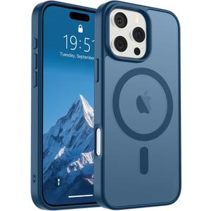 SUPFINE Magnetic for iPhone 16 Pro Max Case (Compatible with MagSafe) (Military Grade Drop Protection) Slim Translucent Matte Shockproof with Anti-Fingerprint Phone Case, Deep Blue