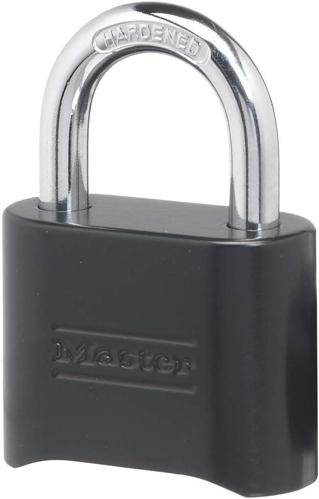 Master Lock Black Combination Padlock, Set Your Own Combo Lock, Weather Resistant Indoor and Outdoor Padlock with Code for Gym Locker, Gate, Shed, 178D