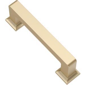 Alzassbg 10 Pack Brushed Gold Cabinet Pulls, 3 Inch(76mm) Hole Centers Cabinet Handles Square Kitchen Hardware for Cabinets AL3046BG