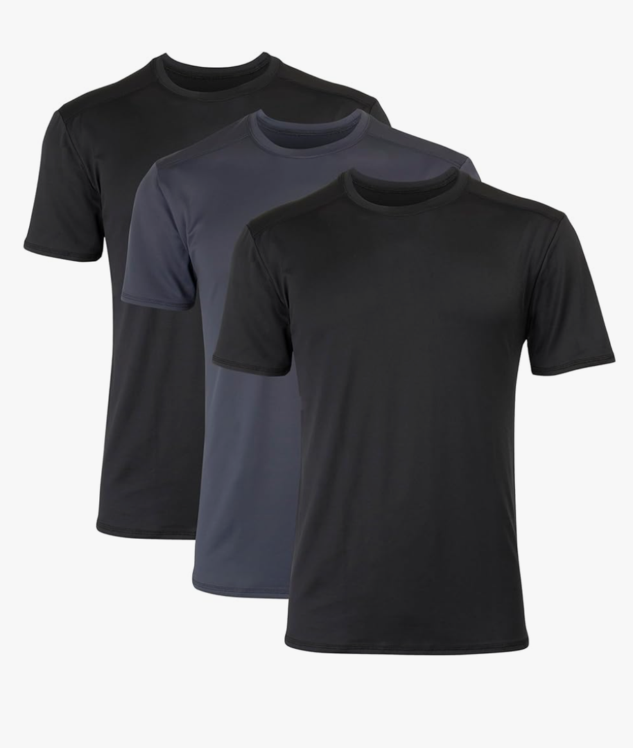 Hanes Men's Moves Breathable Mesh Back T-Shirt, X-Temp Moisture-Wicking Tee, White or Black/Grey, 3-Pack, Size XXL