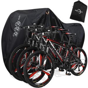 Aiskaer Bike Cover for 2-3 Bikes, Waterproof, Black, Polyester, Heavy Duty, Mountain, Road, Electric Bikes