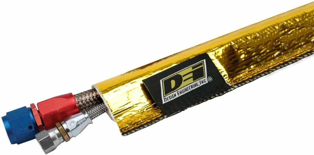 Design Engineering Heat Sheath GOLD  1" I.D. x 36" High-Temperature Line Sleeving | Reflects Radiant Heat up to 800F