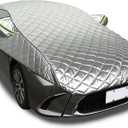 Hail Protection Car Cover Half Cover,5-Layer Heavy Duty Waterproof 210T Taffeta with Double Cotton Padding,Sun UV Rain Snow Resistant,fit Sedan Length from 4.5-5.2M,SUV 4.5-4.9M(Color:Silver)