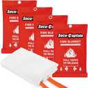 SecuCaptain Emergency Fire Blanket for Home and Kitchen - 4 Pack 40"x40" Flame Suppression Fiberglass Fire Blankets for House Camping Car Office Warehouse Survival Safety