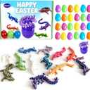 IRRONN 24Pcs Easter Eggs with 3D Printed Dragons Inside,Articulated 3D Printed Dragon for Easter Basket Stuffers,Fantasy Fidget Toyfor Kids Party Favors