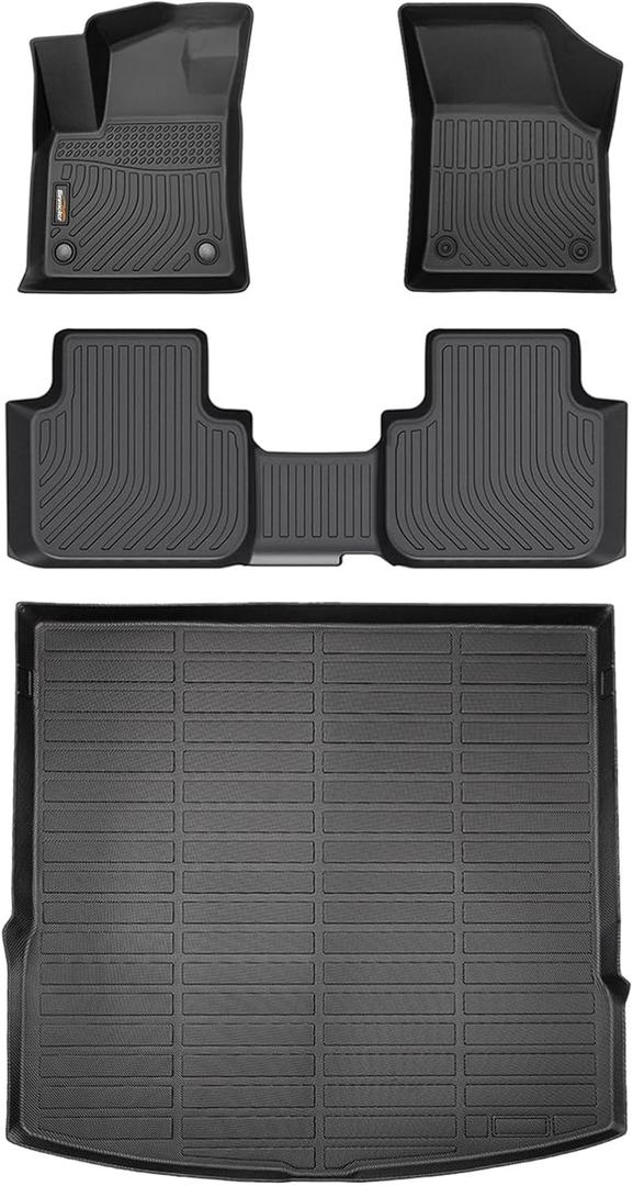 Binmotor-All Weather Floor Mats & Cargo Liner for Volkswagen Atlas Cross Sport 2020-2026 (5 Passenger), Car Mats TPE Material, Heavy Duty Car Floor Liners Guard for VW Atlas Cross Sport Accessories