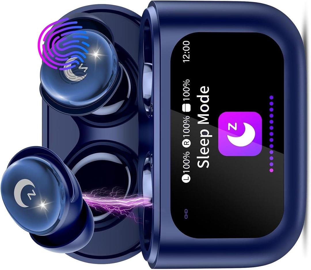 VEKJ Sleep Earbuds Bluetooth 5.4 in Ear Light-Weight Headphones, 48H Smart Touch Screen Ear Buds, Mini Sleep Headphones Small Design for Side Sleepers, Clear Calls Earphones, 5 EQ Modes, IPX7, Blue