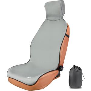 Universal Fit Waterproof Car Seat Cover - Rubber-Based Protection for Athletes, Fitness & Pets - Non-Slip Interior Backing, Includes Seat Belt Protector - Gray
