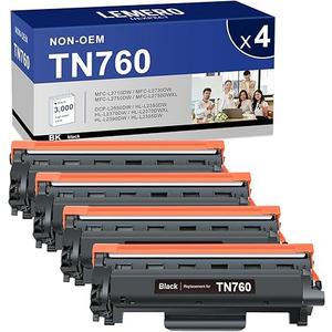 LEMERO UEXPECT TN760 Toner Compatible for Brother Printer Replacement for Brother TN760 TN-730/TN-760 TN730 High Yield for MFC-L2710DW MFC-L2717DW HL-L2350DW HL-L2395DW DCP-L2550DW Printer, 4 Pack