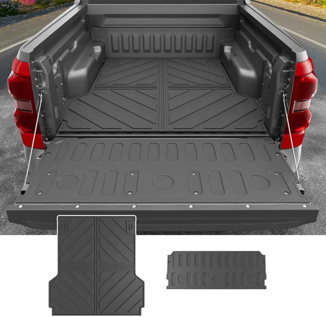 powoq Truck Bed Mat Compatible with 2022-2025 Ford Maverick Tailgate Mat Truck Bed Liner Tailgate Protector All Weather Replacement for 2022-2024 2025 Ford Maverick Accessories(Bed Mat+Tailgate Mat)