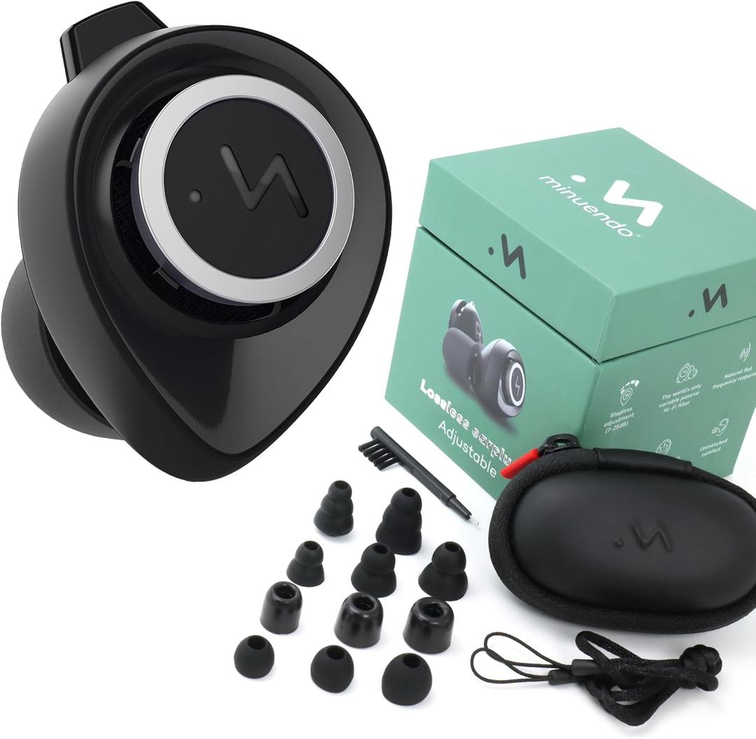 High Fidelity Adjustable earplugs | Musicians Hearing Protection | Variable 7-25dB Attenuation Ear Plugs | Award Winning Design | Concerts, Gigs, Clubs, Festivals | Case, Leash & 11 eartips