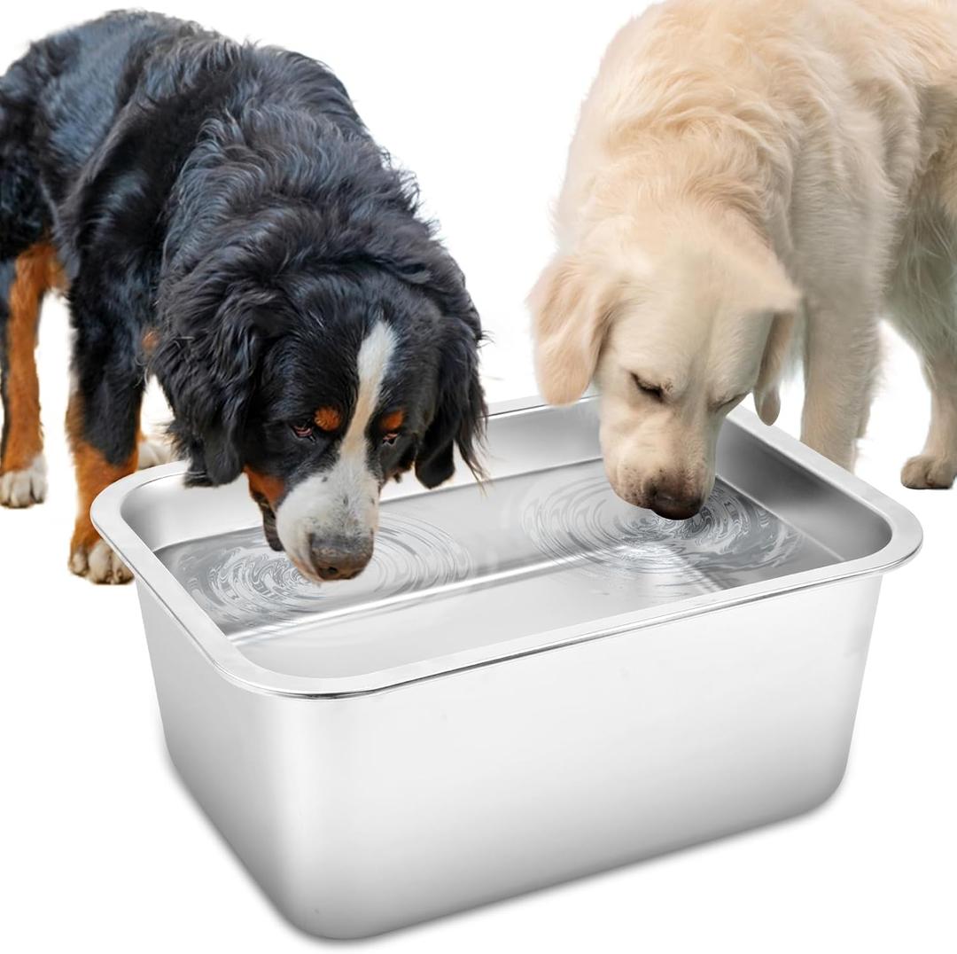 4 Gallons Extra Large Dog Water Bowl, Stainless Steel Metal Dog Bowls, Extra Large Capacity Pet Food Bowl Water Dish for Indoor and Outdoor Universal for Medium to Giant Dogs (1PCS(Original Color))