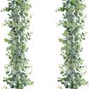 Sggvecsy Artificial Eucalyptus Garland 2 Pack Fake Eucalyptus Greenery Garland Faux Hanging Plants Artificial Vines, 6 Feet/Strand for Wedding Backdrop Arch Wall Table Party Outdoor Festival Decor