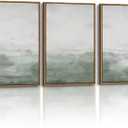 Vaskuro Large Framed Art, Modern Abstract Picture, Sage Green Decor, 3 Pcs, 24"L x 16"W X 3