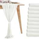 10 Pack 10ft White Chiffon Table Runners Wedding Table Runner Sheer Romantic Tulle Table Runner for Christmas Wedding Bridal Tea Party Baby Shower Birthday Party Table Decorations(120 x 12 in)