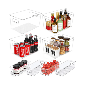 SKTKSE Clear Plastic Storage Bins 8 Pack  Pantry Organizers and Storage, Fridge Organizer Containers for Kitchen, Cabinet, Freezer, Bathroom, Clost, Home Organization