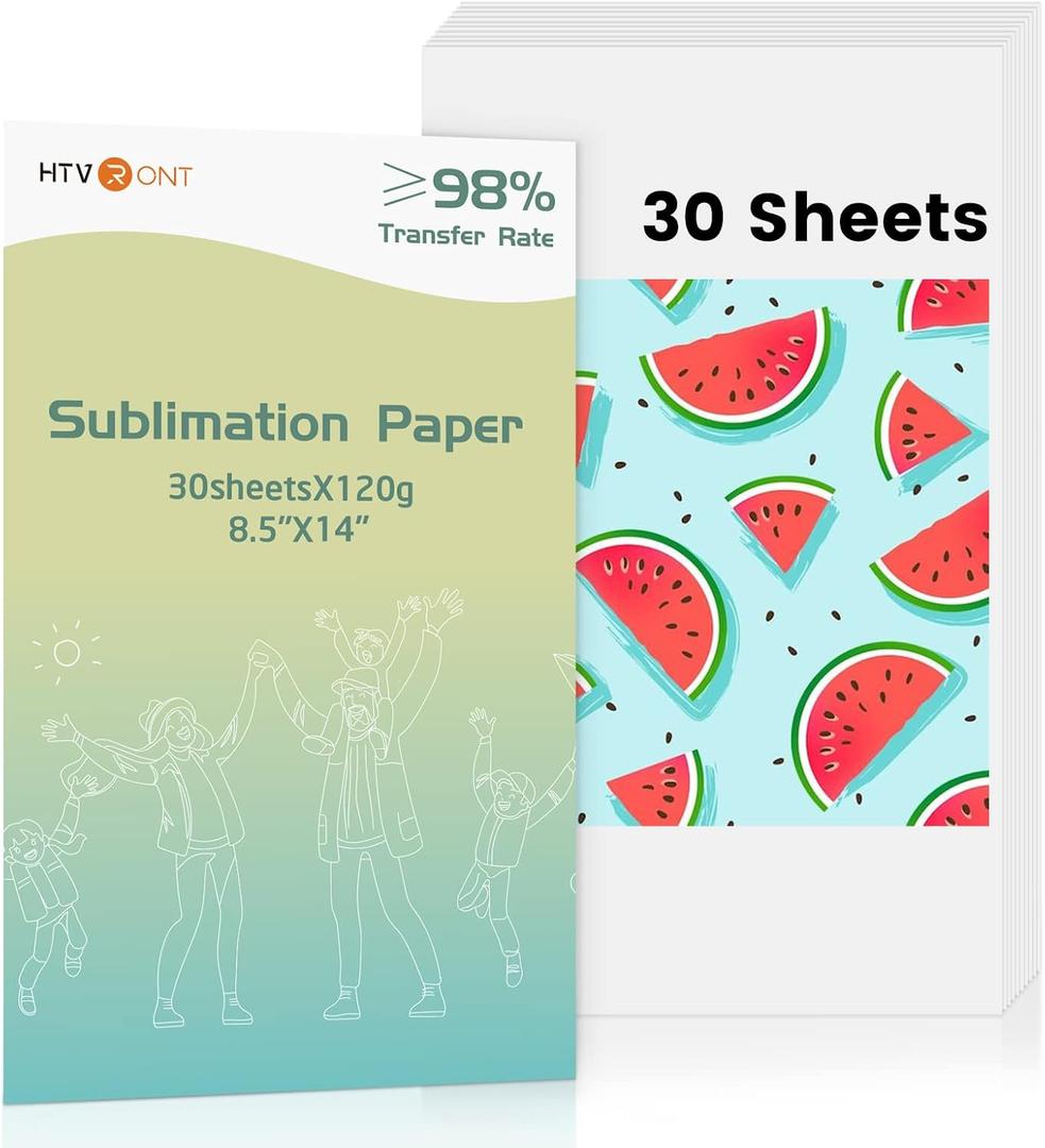 HTVRONT Sublimation Paper 8.5x14 inches - 30 Sheets Sublimation Transfer Paper Compatible with Inkjet Printer, Easy to Transfer 120 gsm Sublimination Paper for tumblers, T-shirts, Mugs