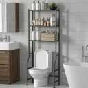 Over The Toilet Storage Rack, 3-Tier Metal Bathroom Organizer with Hooks, Over The Toilet Storage Cabinet, Space Saver Shelf for Bathroom, White, 23.6" x 13.0" x 63.4"