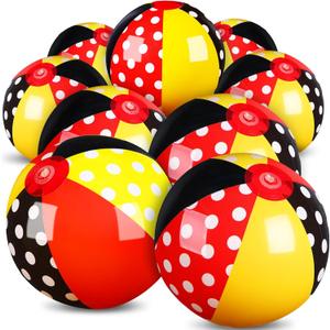 Leyndo 12 Pack Themed Beach Ball for Kids 7.87" Bulk for Summer Pool and Beach Game Gifts and Birthday Party Supplies and End of The Year Class Party Decorations Favor (Red, Black)