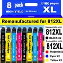 PayForLess for 812XL Remanufactured for Epson 812XL Ink cartridges Combo Pack 812 XL for Workforce Pro WF-7840 WF-7820 WF-7310 EC-C7000 Printer 2 Black 2 Cyan 2 Magenta 2 Yellow 8 Pack