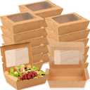 Nexboraque 50 Pack Take Out Food Containers with Window, 40 oz Kraft Paper Food to Go Box Disposable Cardboard Meal Prep Boxes for Lunch Meal, Restaurant, Catering, Party, Picnic, Brown, 7.9"l X 5.5"w X 2"h