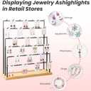 Earring Display for Vendors, 6 Tiers Earring Rack Display Holder Stand, Earring Organizer Holder, Jewelry Display for Selling Earings Cards, Necklaces Rings Bracelets, Keychains (Black)
