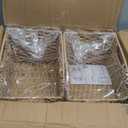 OIAHOMY Pantry Baskets for Organizing, Paper Rope Baskets with Built-in Handles, Wicker Storage Bins for Shelves, 2 Pack-Yellow (Natural)