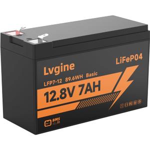 12V 7Ah LiFePO4 Battery, 2000+ Deep Cycle Lithium Iron Phosphate Rechargeable Battery for Ride on Toys, Solar/Wind Power, Small UPS, Lighting, Power Wheels, Fish Finder