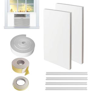 Surround Insulation Side Panels,fully enclosed design White Window Air Conditioner Insulated Foam Panels,Summer/Winter Heat and Draft Insulating with 4 edge banding strips EVA
