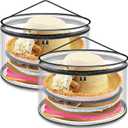 Aliceset 2 Pcs Oversized Clear Hat Boxes Storage Hard Plastic Zipper Case for Women, Holds up to 7 Caps Cowboy Hat Organizer for Closet, Wide Brims Case with Carrying Handles (Black)