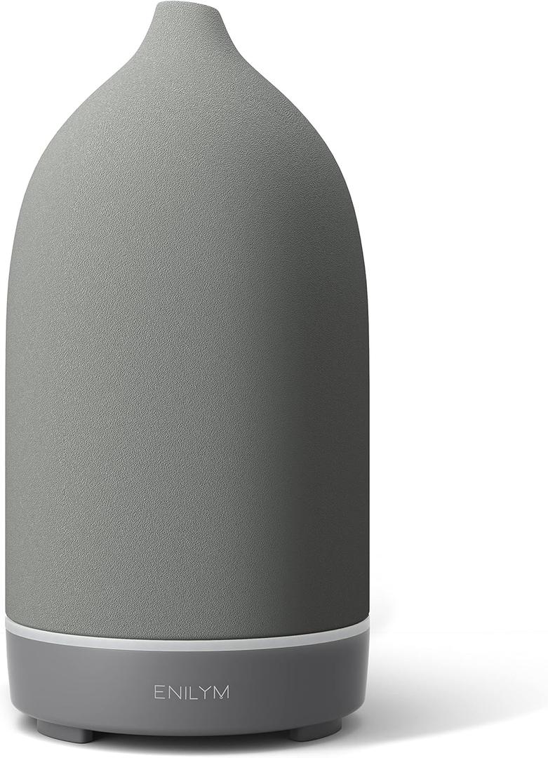 Aromatherapy Essential Oil Diffuser,9 Colors Mood Light,4 Timer Stone Diffuser Living Room (Grey)