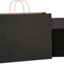 SHOPDAY Black Paper Bags with Handles 16x6x12, 25 Pack Large Kraft Paper Bags Bulk, Tote Bag Shopping Bags, Paper Gift Bags, Retail Bag Merchandise Bags for Grocery Business Takeouts