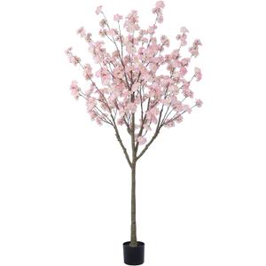 Tall Artificial Cherry Blossom Tree 6Ft(72'), Realistic Potted Silk Faux Cherry Blossom, Indoor/Outdoor for Home, Office, Living Room, Bedroom, Porch