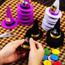 2 x Geyoga 18 Pieces Halloween Mini Witch Hats - Colorful Small Felt Hats for Crafts, Wine Bottle Covers, Toppers With Ribbon for Halloween Handmade DIY Party Table Decoration