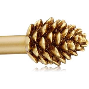 Gold Curtain Rods for Windows 66 to 120 Inches, 1 Inch Diameter Heavy Duty Single Curtain Rod, Adjustable Window Curtain Rod Drapery Rod with Decorative Finials