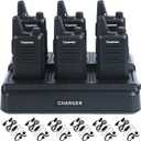 Rechargeable Walkie Talkies for Adults 22 FRS Channels Two-Way Radios with Earpieces 6 Way Multi Unit Gang Charger Long Range VOX Transceivers for Business Company Camping Church Shop (6 Pack)