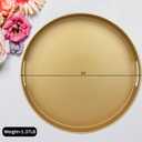 Round Gold Decorative Serving Tray with Handles, 13 Versatile Ottoman Tray for Coffee Table, Entertaining, Outdoor Patio, Living Room