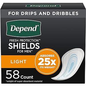 Depend Incontinence/Bladder Control Shields, Incontinence Pads for Men, Light Absorbency, 58 Count (Packaging May Vary) Depend Incontinence/Bladder Control Shields, Incontinence Pads for Men, Light Absorbency, 58 Count (Packaging May Vary)