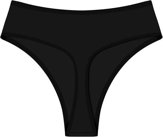 Genfirdom Womens High Waisted Thong Bikini Bottoms Swimsuit Bottoms High Cut Rave Bottoms(Black, S)