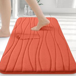Buganda Memory Foam Bathroom Rug Mat 24x16, Extra Soft and Absorbent Bath Mats, Non-Slip and Machine Washable Bath Rugs for Bathroom Floor,Tub and Shower, Coral