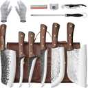 DRAGON RIOT Chef Butcher Knife Set for Meat Cutting with Roll Bag, 12 PCS Japanese Forged Chef Knives Set for Men and Women Gift for Men