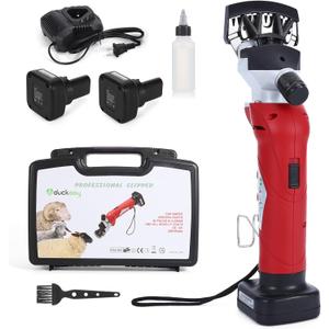 DUCKBOY Professional Cordless Sheep Shears - 250W 18V Electric Rechargeable, Heavy-Duty Livestock Haircut Groomer for Sheep, Horses, Alpacas & Large Dogs (Red)