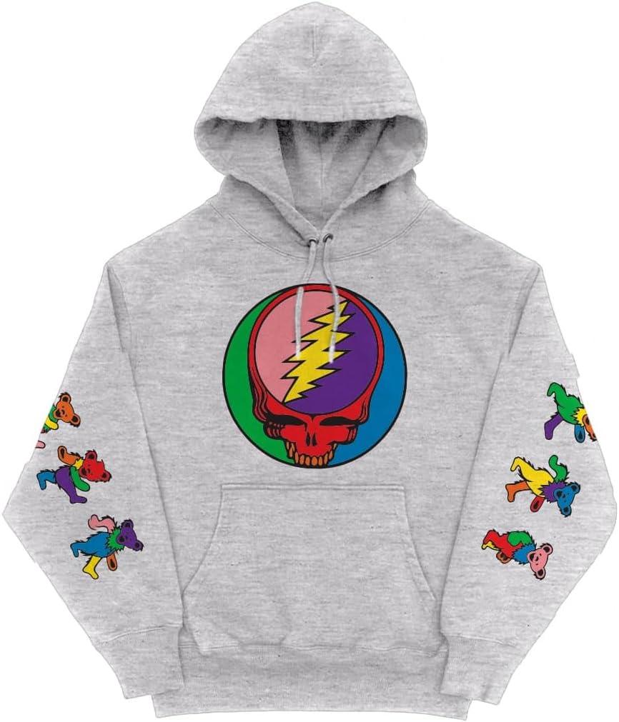 Grateful Dead Unisex-Adult SYF & Bear Hoodie (Large, Sport Grey)