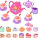 30Pcs Toddler Tea Party Set for Little Girls Ages 3-5,Kids Tea Set for Toddlers Girls 3-5-6-8,Tea Pot Set Princess Toys Kitchen Pretend Play Toy for Kids Toddler Age 3+ Girl Toys Girl Birthday Gift