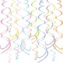 48PCS Pastel Paper Swirl Decorations Hanging Ceiling Streamers for Birthday, Spring, Bridal, Gender Reveal, Wedding, or Everyday Party Decor