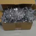 50FT Silver Christmas Tinsel Garland - Metallic Tinsel Glitter Twist Garland Hanging Streamers for Xmas Tree Garlands Decorations